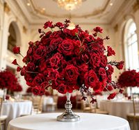 Boule de fleurs artificielles rouges pour décoration de mariage, centres de table de mariage, boules de fleurs artificielles pour la décoration de la maison