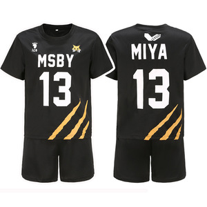 Haikyuu!! Uniforme cosplay della scuola superiore <span class=keywords><strong>Karasuno</strong></span> Black Wolf Team a maniche corte, set unisex, taglia 12 13 15 21 - Product Image 3