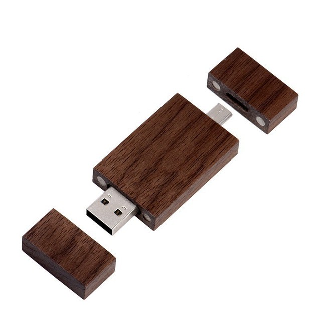 Wood OTG USB Flash Drive 4GB,8GB,16GB,32GB,64GB High-speed Lettering Mobile Phone Computer Dual-use for Souvenir Gift Creativity