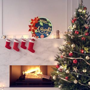 Panneau de porte de Noël rond en bois à suspendre avec girofle et clochette, décoration joyeuse pour la maison et le bureau pour le Nouvel An - Product Image 5