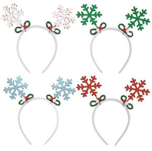 Diadema de Copo de Nieve Navideño con Brillantina en Blanco, Verde, Rojo y Azul Claro para Fiestas - Product Image 2