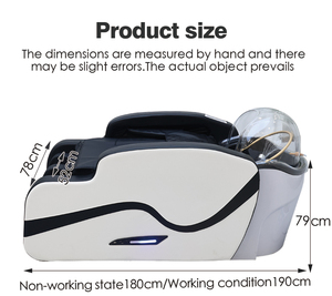Lit de lavage capillaire moderne en céramique avec bac de lavage intégré, dossier électrique et circulation d'eau et vapeur - Product Image 2