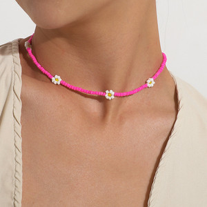 Gargantilla con cuentas collares para mujer <span class=keywords><strong>Vsco</strong></span> Boho hecho a mano flor cereza lindo Collar para chicas adolescentes collar de playa - Product Image 3