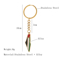 Produits tendance Palestine Porte-clés Drapeau du pays national Carte Porte-clés Plaqué or Drapeau Carte Pendentif Porte-clés