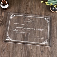 Médaille en cristal acrylique gravée, plaque acrylique transparente double couche, certificat commémoratif en verre organique