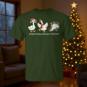Camiseta Navideña con Estampado de Ganso Festivo, para Adultos, Unisex, Manga Corta, Cuello Redondo, Impresión Digital, Promocional - Product Image 3