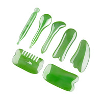 Ensemble de 7 outils de massage pour le visage, barre de massage pour les yeux, plaque de raclage pour le visage, peigne de raclage non en corne, stylo pour tirer les méridiens