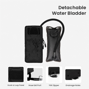 Sac à dos tactique LUPU avec réservoir d'hydratation amovible, poche à eau 2L, noir, sac d'hydratation pour activités de plein air - Product Image 3