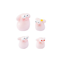Figurines de cochon rose miniature aux grands yeux, miniatures en résine, accessoires de jardin féerique pour la décoration de la maison, de la voiture et des loisirs créatifs
