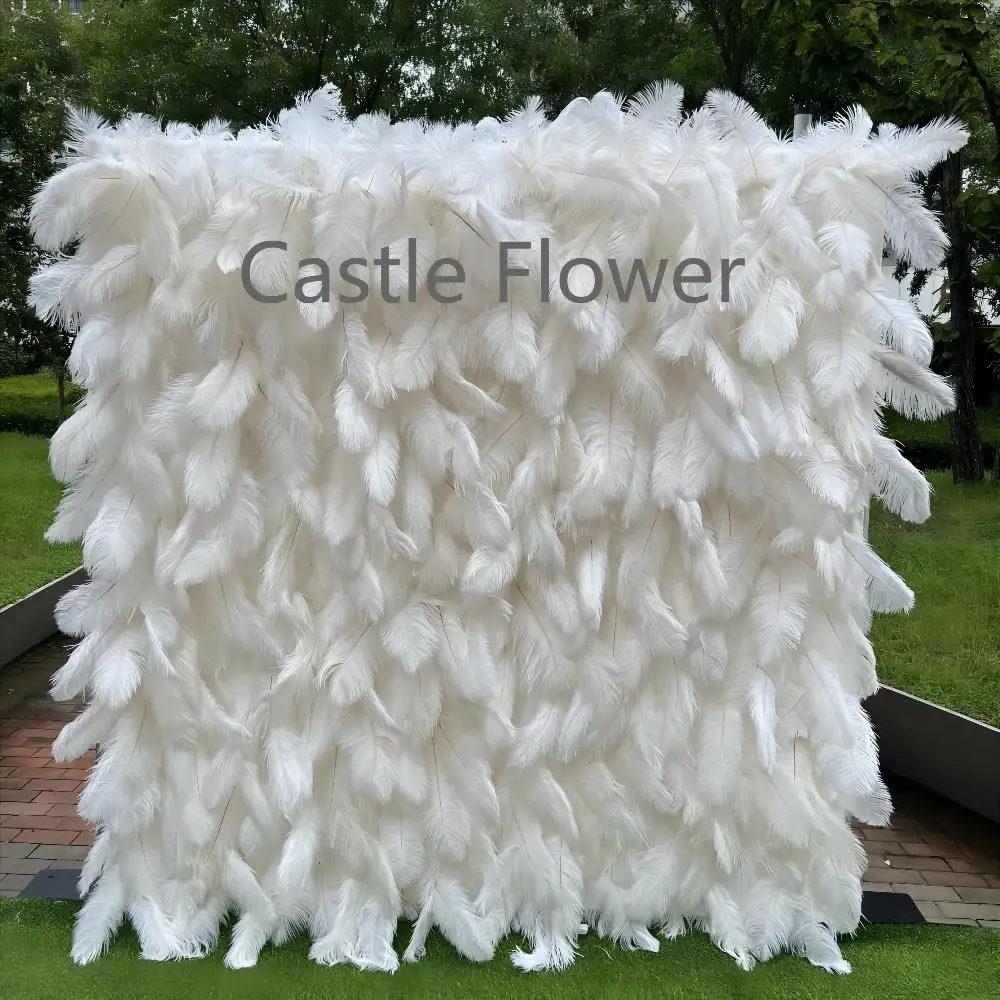 M1002 Wedding Decoration Flower Decoration Wedding Backdrop 5D White Black Pink Blue Feather Flower Wall For Decor