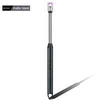 Briquet à Impulsions USB Rechargeable en Métal Rotatif à 360 Degrés pour Cuisine Voyage Allumage de Bougie Chaude