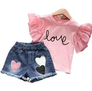 Ensemble de vêtements pour bébés filles, t-shirt à manches courtes + pantalon, lettres 2022, ensembles bon marché - Product Image 1