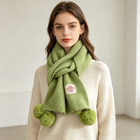 Écharpe d'hiver tricotée 2026 pour femmes et filles, tendance, confortable, chaude, épaisse, avec pompon en fourrure