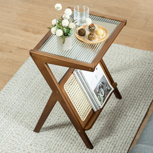 <b>Foldable</b> <b>Wooden</b> Coffee <b>Table</b> With Magazine Rack Storage For Living Room Sofa Side <b>Table</b> Minimalist Design Light Luxury Style - Product Image 3