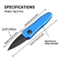 Petit couteau de camping pliant en acier 5CR13 avec manche en aluminium, qualité industrielle OEM, mini porte-clés, logo personnalisé, EDC, pointe tombante