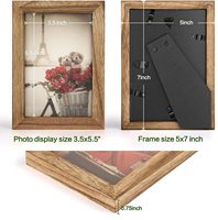 Bingkai Foto Kayu 4x6 Desain Rustic Kayu Solid dengan Kaca Asli untuk Dekorasi Dinding Warna & Logo Dapat Disesuaikan