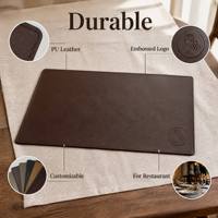 Set de table en cuir PU pour restaurant, gaufré avec étiquette de vin, personnalisable OEM, noir, marron, bordeaux, pour salle à manger