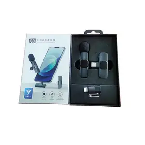 Fabrika toptan taşınabilir kablosuz Stereo yaka mikrofonu canlı röportaj açık siyah akıllı telefonlar Shenzhen K9 ABS Aliuosi