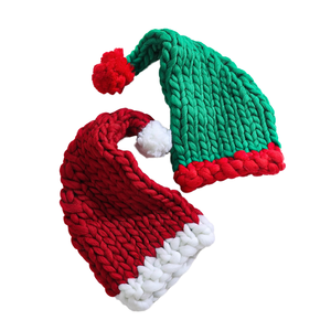 MADESHINE – Nouveauté de Noël : Bonnets de Père Noël en tricot éco-responsable, rouges et verts, pour adultes et enfants, parfaits pour les fêtes d'hiver - Product Image 1