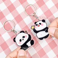 Porte-clés en acrylique imprimé avec un adorable motif de personnage de panda, pour la décoration de sac