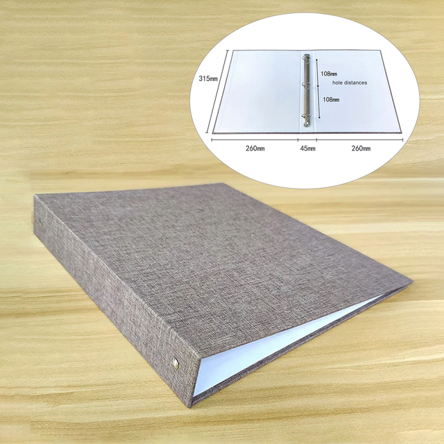 Pofeis PU/Linen Fabric A3A4A5 3 Metal Rings Notebook Colored Planner Binder Custom Paper Filing Folder Portfolio Carpeta Films