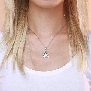 <span class=keywords><strong>Venta</strong></span> al por mayor de Plata de Ley 925 religioso pájaro blanco paloma de la paz, collar del colgante del encanto - Product Image 6