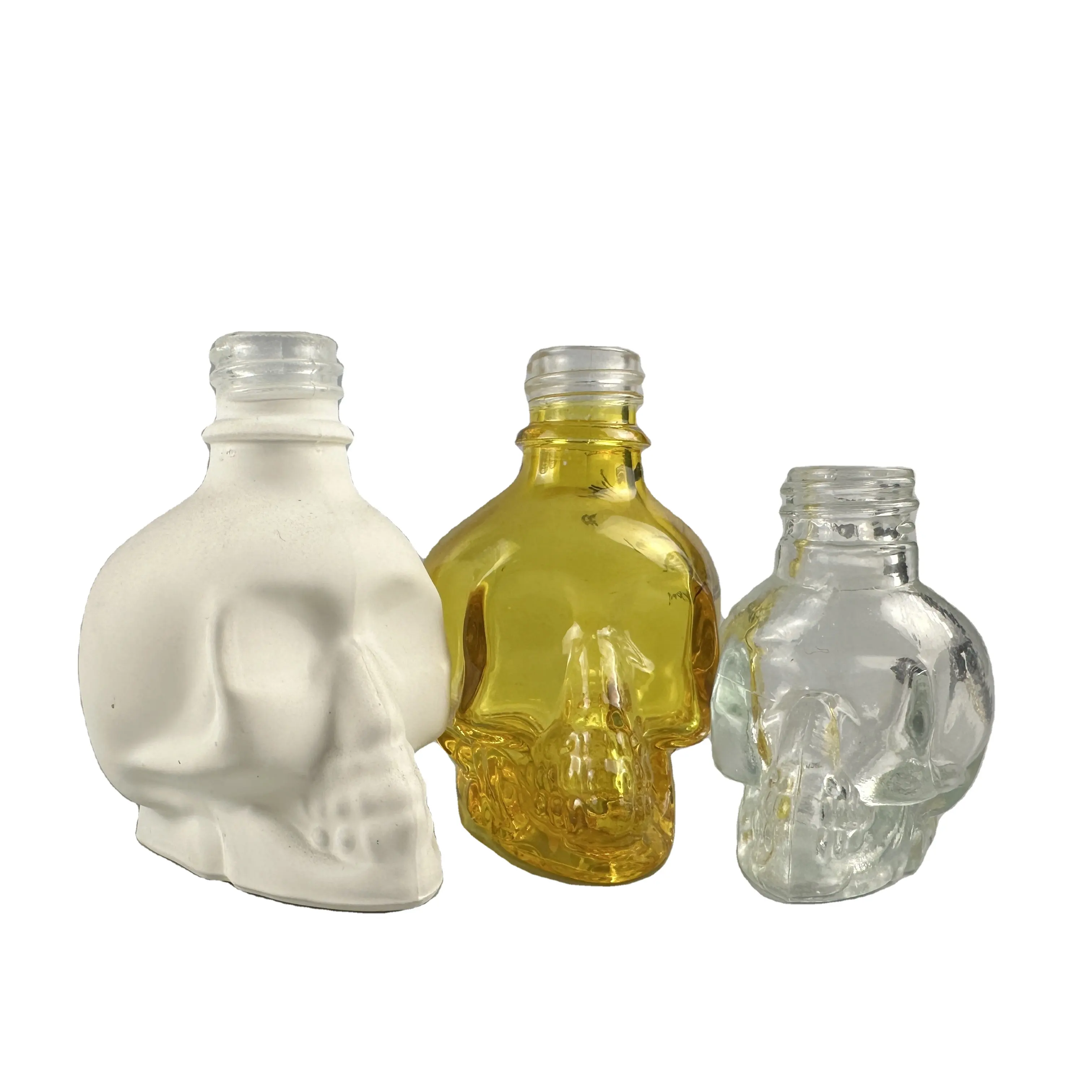 Perfume 30ml 60ml 120ml skin care packaging skull head shape glass skull 1oz glass beard oil dropper bottle for Wine container