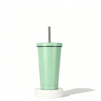 Grand gobelet isotherme en acier inoxydable 304 avec paille, tasse à café à double paroi sous vide, tasse à boisson minimaliste disponible en plusieurs couleurs