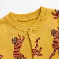 Combinaison à manches longues pour bébé garçon avec imprimé tigre mignon, tenue pour bébé fille printemps automne