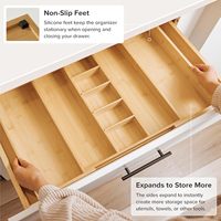 Organisateur de tiroir de cuisine réglable personnalisé pour ustensiles et objets divers, qualité alimentaire, en bois de bambou durable, antidérapant