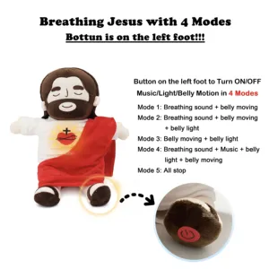 Peluche personnalisée Yelakey Jésus respirant apaisant pour enfants, jouet doux et confortable en forme de cœur sacré pour cadeau de Pâques - Product Image 5