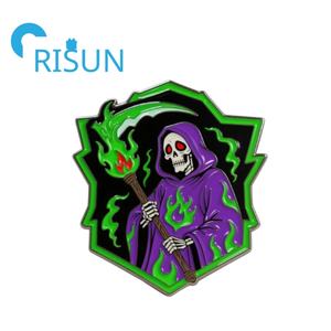 Personalizado Halloween Grim Reaper Terror esqueleto esmalte Pin broches insignias <span class=keywords><strong>muerte</strong></span> con guadaña hoz esmalte Pin gótico joyería regalo - Product Image 3