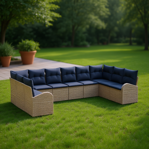 ชุดโซฟาสวนหวายเทียม 10 ที่นั่ง เฟอร์นิเจอร์กลางแจ้ง ทนทานต่อสภาพอากาศ ดีไซน์ร่วมสมัย - Product Image 2