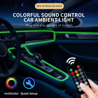 Kit d'éclairage d'ambiance intérieur de voiture en plastique RGB IP65 avec contrôle par application intelligente, télécommande 20 touches, bandes LED multicolores en fibre optique USB pour automobile