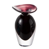Vase en verre soufflé à la main bicolore, corps bombé rond, effet ombré artistique, centre de table de luxe pour villa