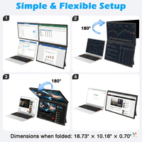 Nuevo Monitor Portátil IPS de Pantalla Triple de 18.5 Pulgadas 2026, Configuración con un Solo Cable Tipo-C, Soporte Ergonómico Ajustable para Reuniones Pequeñas