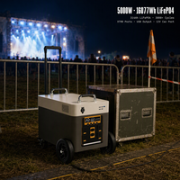 Station d'alimentation portable sur roues 5000W 16077Wh, générateur de secours à batterie LiFePO4 220V 50Hz, alimentation d'urgence extérieure