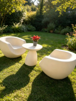 Juego de Sillón y Mesa de Centro Jaguar Modern Resin Pebble, Resistente al Agua, a los Rayos UV, Duradero y Ecológico, Muebles de Jardín para Exteriores