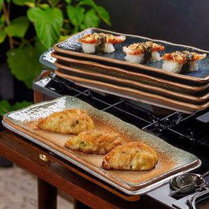 Assiette rectangulaire en porcelaine écologique classique pour la vente en gros – Assiette à sushi, dessert et collation en céramique pour fêtes - Product Image 3