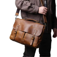 Sac messager pour ordinateur portable en cuir véritable marron de luxe, fait main, 15,6 pouces, sacoche bandoulière souple et légère pour le bureau