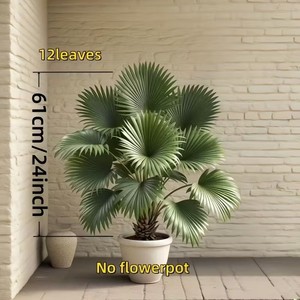 1 Grande Palma Artificiale con Foglie Verdi Folte, Albero Finto Realistico con Tronco e Vaso, Bassa Manutenzione, per Interni - Product Image 3