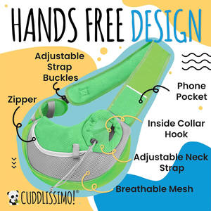 Mochila Porta Mascotas Ajustable para Perros Pequeños, Tipo Sling, Orientación Frontal, Muestra Gratis - Product Image 6