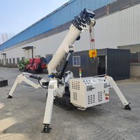 Mini-grue sur chenilles de 2 tonnes avec moteur à essence, stabilisateurs et télécommande sans fil pour la construction sur toiture