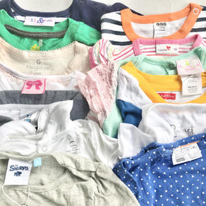 Vente en gros de vêtements pour bébés garçons et filles nouveau-nés, manches courtes, col rond, coton, vêtements pour bébés mignons, lots de t-shirts - Product Image 5