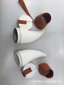 American-Style Stainless Steel Lucky Coffee Cup Portable Outdoor Travel <strong>Mug</strong> with Vacuum <strong>Ram</strong> <strong>Horn</strong> Handle &amp; Shoulder Strap - Product Image 5