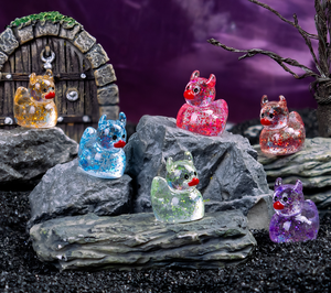 Miniature de canard diable scintillant pour Halloween, accessoires d'artisanat en résine DIY, ornement - Product Image 3