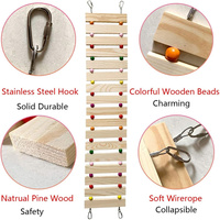 Pont suspendu en bois naturel pour oiseaux, échelle, balançoire pour perroquet avec perles colorées, jouet suspendu pour cage pour perruches et calopsittes