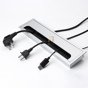 Aluminum Alloy Cable Management Box Rectangle With Brush For Office Desk Cable Tray Cover JNT 142 - Product Image 2