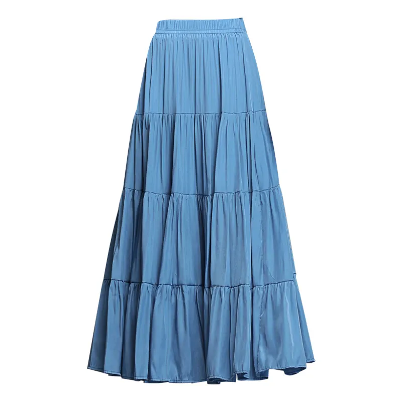 Jupes longues promotionnelles pour femmes musulmanes décontracté a-ligne plage nouvelle jupe plissée en tulle sexy pour l'été