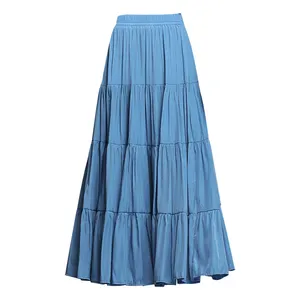 Promotional Long Skirts For Women Muslim Casual A-line Beach New Sexy Tulle Pleated Skirt For Summer